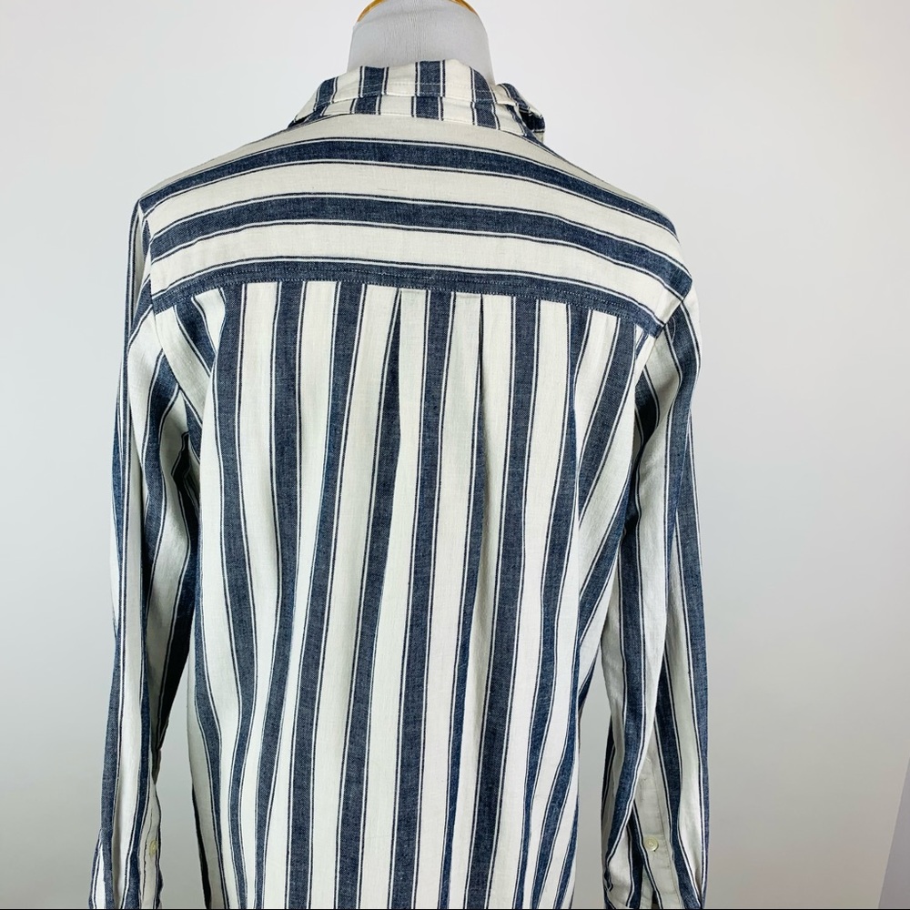 Madewell Striped Lace Up Linen Blend Shirt Dress S - Picture 10 of 12